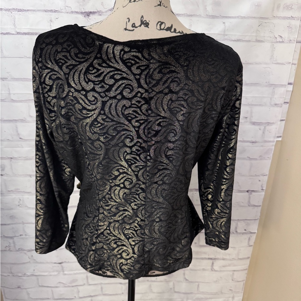 Jackie Jon New York L Velour Whimsigoth Witchy Romantic Glam Top Dark‎ Cottage - Picture 8 of 12